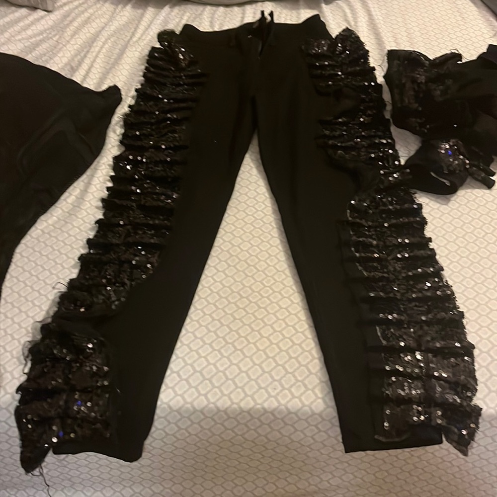 Black denim sequin two piece